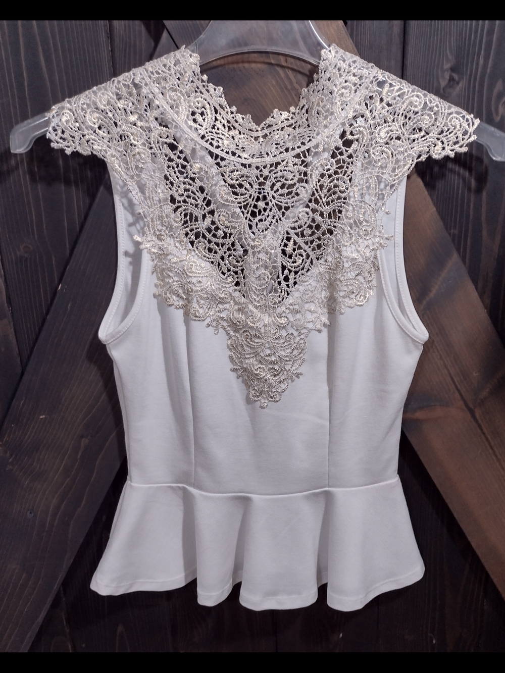 Women’s Lace Front Peplum Tank Top -  Size Medium